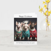 Chinees kuifje Puppies kerst Kaart (Gele Bloem)