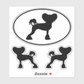 Chinees kuifsilhouetten Crestie Dog Stickers (Vel)