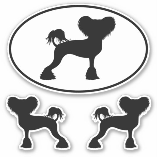 Chinees kuifsilhouetten Crestie Dog Stickers (Voorkant)
