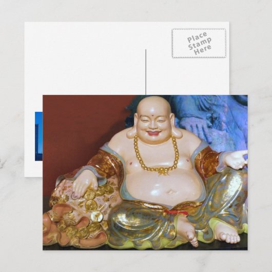 Chinees lachend Boeddha Briefkaart (Voorkant / Achterkant)