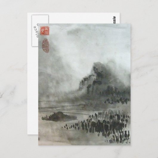 Chinees landschap in de Misty Mountain Briefkaart (Voorkant / Achterkant)