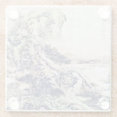 Chinees landschap  schilderen zwart wit glazen onderzetter (Achterkant)