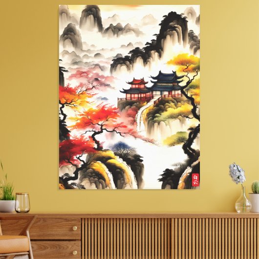 Chinees Landschapsinkt het Schilderen Canvas Afdruk (Insitu (Woonkamer))