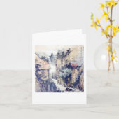 Chinees landschapspenseel Schilderen W/Poem door L Kaart (Gele Bloem)