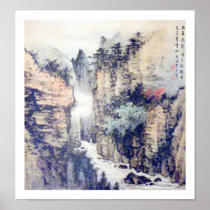 Chinees landschapspenseel Schilderen W/Poem door L Poster