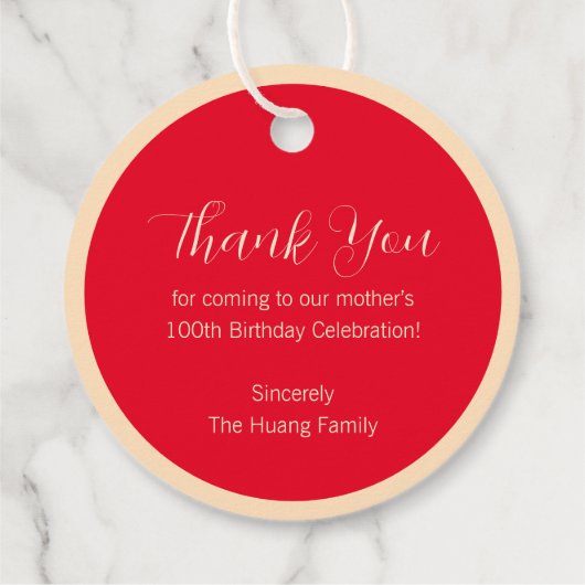 Chinees "langlevendig" Birthday Label (100+) (Achterkant)