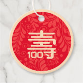 Chinees "langlevendig" Birthday Label (100+) (Voorkant)