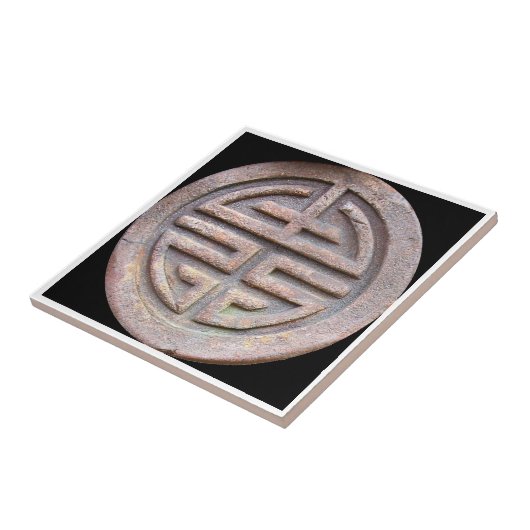 Chinees Langlevensymbool op een oude dakberg Tegeltje (Zijkant)