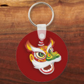 Chinees leeuwhoofd - rood sleutelhanger (Voorkant)