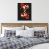Chinees liefdessymbool op rode fractaal canvas afdruk (Insitu (Slaapkamer))