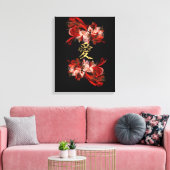 Chinees liefdessymbool op rode fractaal canvas afdruk (Insitu (Woonkamer))