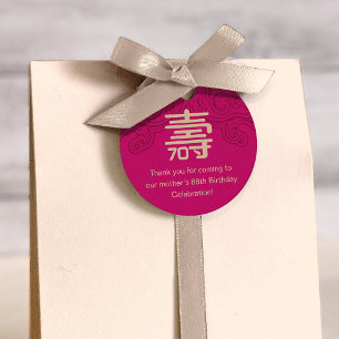 Chinees "Longevity" Verjaardag Label - ROZE (elke 
