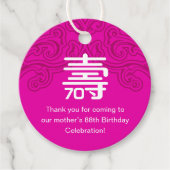 Chinees "Longevity" Verjaardag Label - ROZE (elke  (Voorkant)