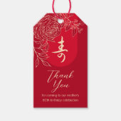 Chinees "Longevity" Verjaardag Ranunculus cadeau l Cadeaulabel (Voorkant)