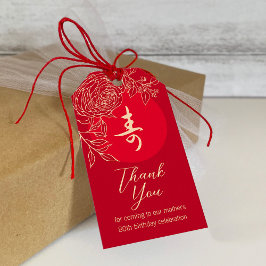 Chinees "Longevity" Verjaardag Ranunculus cadeau l Cadeaulabel