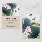 Chinees looiblad en roze bloemvlinderkunst visitekaartje (Voorkant / Achterkant)