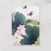Chinees looiblad en roze bloemvlinderkunst visitekaartje (Achterkant)