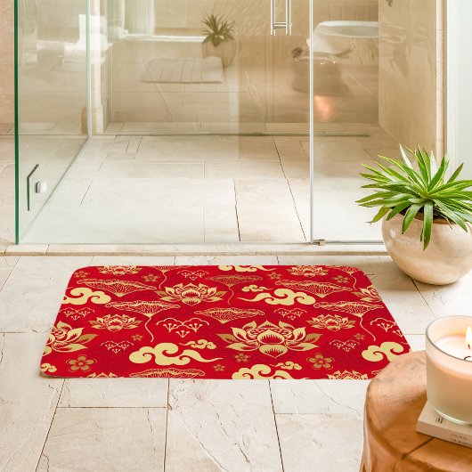 Chinees Lotus Floral Oriental Asian Pattern Badmat