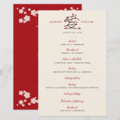 Chinees Love Red Cherry Blossom Wedding Programme (Voorkant / Achterkant)