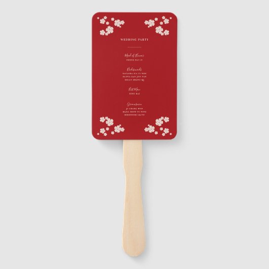Chinees Love Red Cherry Blossom Wedding Programme Handwaaier (Achterkant)