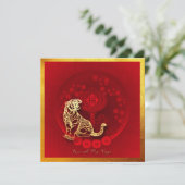 Chinees luck Luck Luck Tiger Year SqC1 Feestdagenkaart (Staand voorkant)