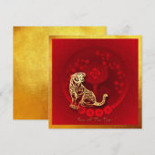 Chinees luck Luck Luck Tiger Year SqC1 Feestdagenkaart (Voorkant / Achterkant)