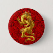 Chinees Lucky Gold Dragon Buttonnen Ronde Button 5,7 Cm (Voorkant)