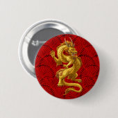 Chinees Lucky Gold Dragon Buttonnen Ronde Button 5,7 Cm (Voorkant /achterkant)