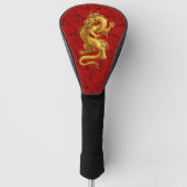 Chinees Lucky Gold Dragon Golf Head Hoesje Golfheadcover (Voorkant)