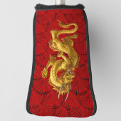 Chinees Lucky Gold Dragon Golf Putter Hoesje Golfheadcover (Draai 90)