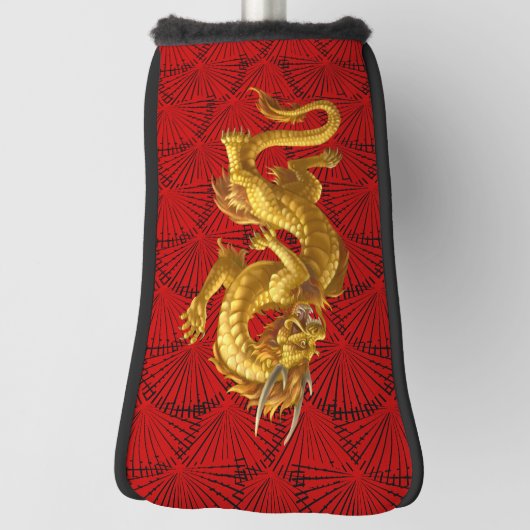 Chinees Lucky Gold Dragon Golf Putter Hoesje Golfheadcover (Draai 90)