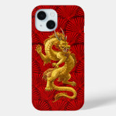 Chinees Lucky Gold Dragon iPhone 15 Telefoon Case (Achterkant)