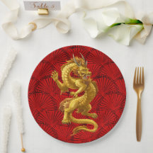 Chinees Lucky Gold Dragon Papier Borden