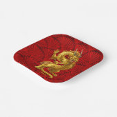 Chinees Lucky Gold Dragon Papier Borden Papieren Bordje (Gebogen)