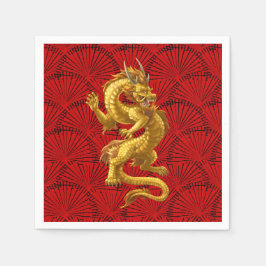 Chinees Lucky Gold Dragon Papieren servetten