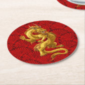 Chinees Lucky Gold Dragon Rond Papier Onderzetter (Gebogen)