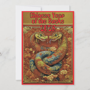 Chinees Lunar Nieuwjaar 2025 Double Snake Design Feestdagenkaart