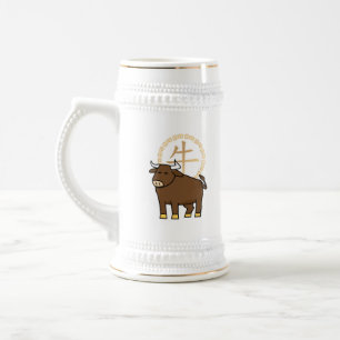 Chinees lunar nieuwjaar Ox stier boft geld Bierpul
