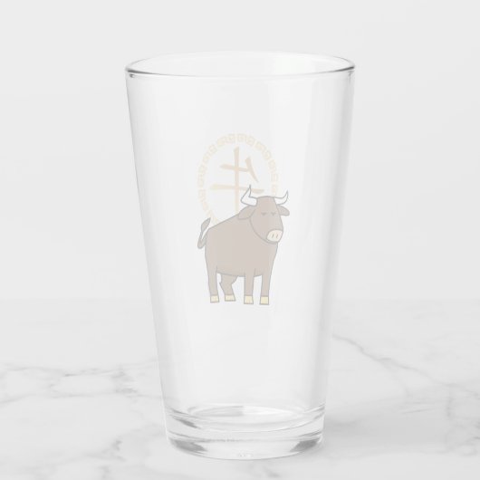 Chinees lunar nieuwjaar Ox stier boft geld Glas (Achterkant)