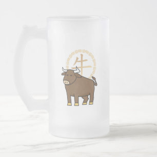 Chinees lunar nieuwjaar Ox stier boft geld Matglas Bierpul
