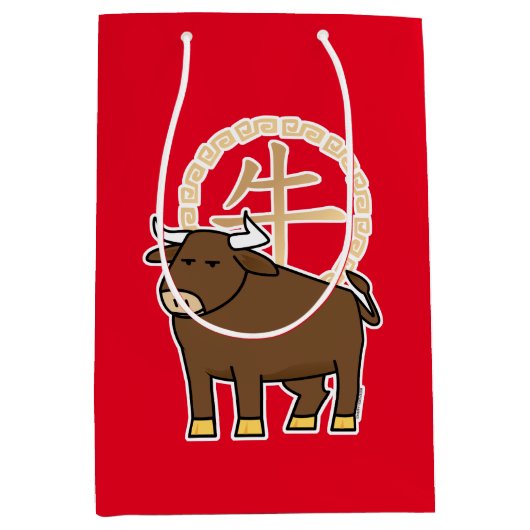 Chinees lunar nieuwjaar Ox stier boft geld Medium Cadeauzakje (Voorkant)