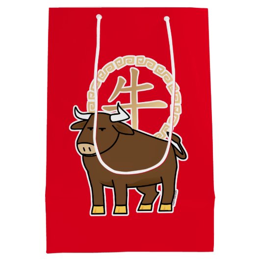 Chinees lunar nieuwjaar Ox stier boft geld Medium Cadeauzakje (Achterkant)