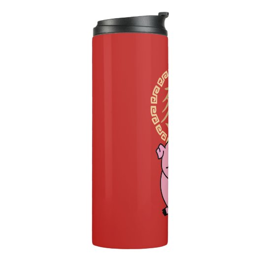 Chinees Lunar Nieuwjaar van het Varkensrood Lucky  Thermosbeker (Gedraaid links)