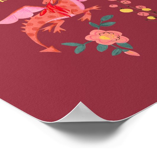 Chinees Maanjaar Nieuwjaar van de Dragon Red Poster (Hoek)