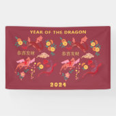 Chinees Maanjaar Nieuwjaar van de Dragon Red Spandoek (Horizontaal)