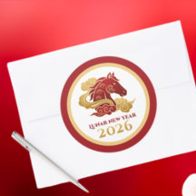 Chinees Maans Nieuwjaar 2026 Paard Rood en Goud