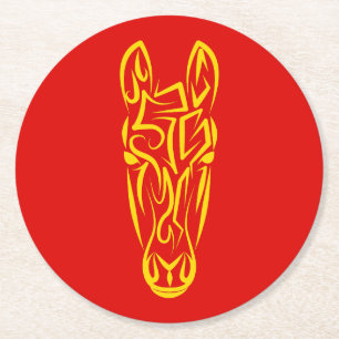 Chinees Maans Nieuwjaar van het Paard 2026 4724 Vu Ronde Kartonnen Onderzetter