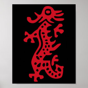 Chinees Mah Jong Red Dragon Tegel Mahjong Kostuum Poster