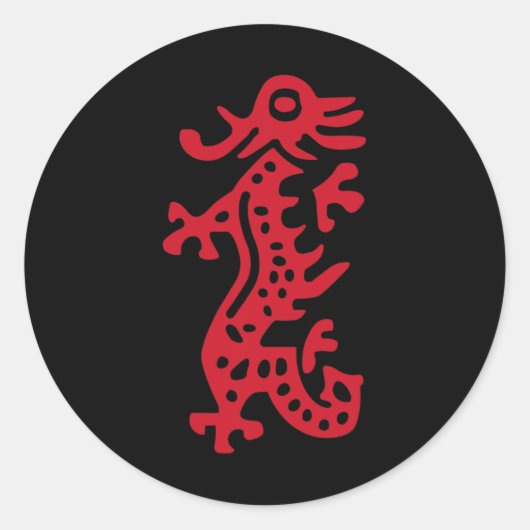 Chinees Mah Jong Red Dragon Tegel Mahjong Kostuum Ronde Sticker (Voorkant)