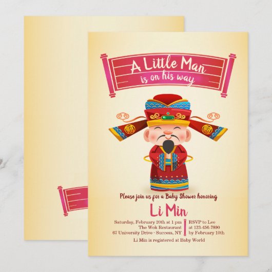 Chinees Man Uitnodiging (Voorkant / Achterkant)